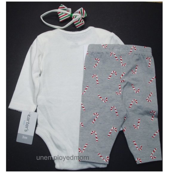 Girls Christmas Outfit Hair Bow Bodysuit Leggings Holiday Best Things Sm Pkg - Picture 5 of 7